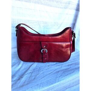 Merona Red Handbag Shoulder Purse with Front Pocket 13 Inch